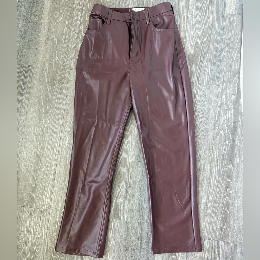 Abercrombie and Fitch Curve Love Vegan Leather 90s Straight Pants - Picture 3 of 5